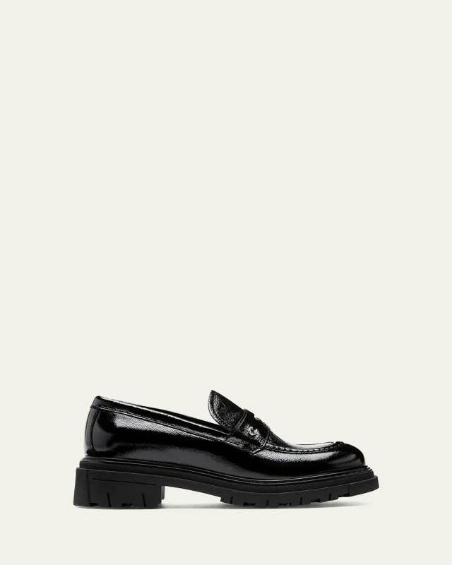 Doe Crinkle Leather Penny Loafers